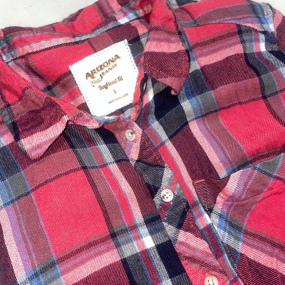 Pink and Blue Button Up Flannel